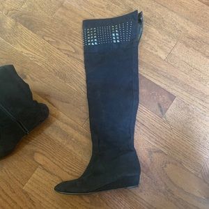 Over the knee studded boots black size 6